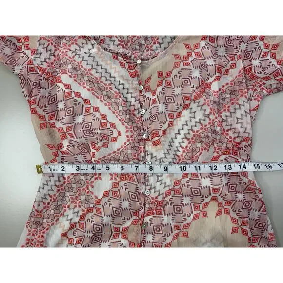 Express Women Sheer Aztec Button Front Maxi Dress Size M Coachella Festival Boho - Picture 9 of 16